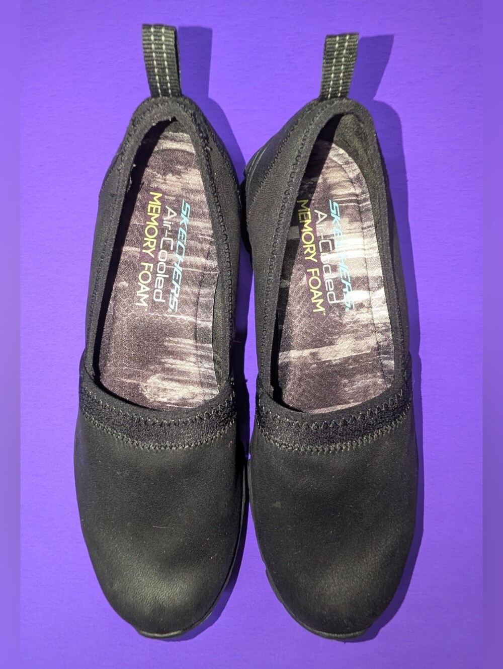 Skechers Air-Cooled Memory Foam Slip-On Walking Shoes Black Flawless W8.5 NWOB - Picture 2 of 9